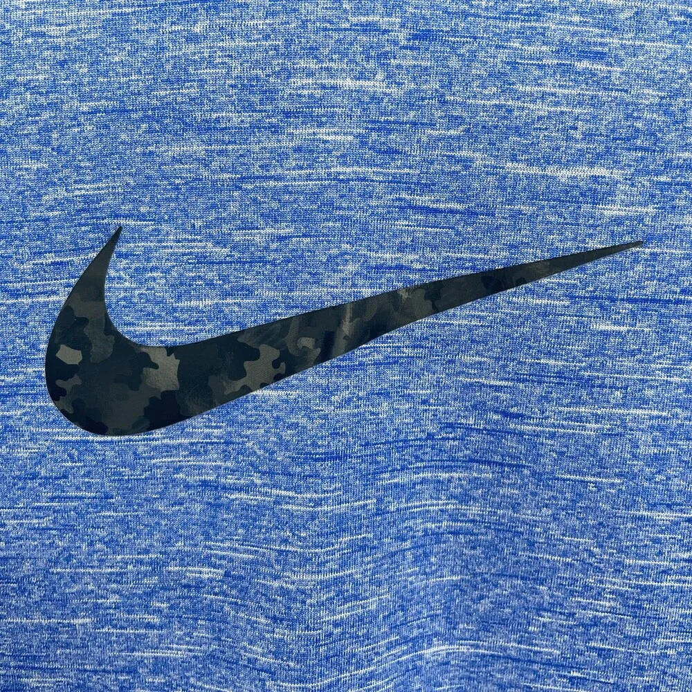 NIKE SWIM Heather Blue Camo Swoosh UPF 40+ Swim Shirt Size M (10-12)